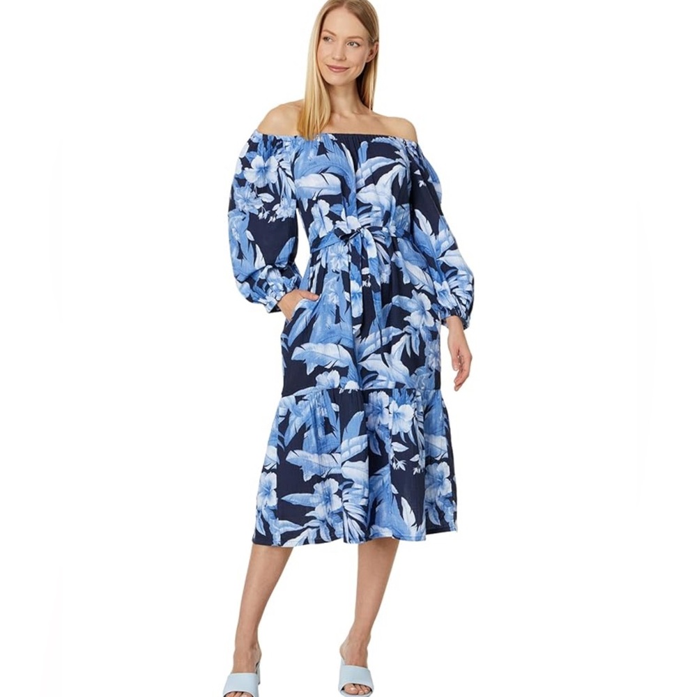 Tommy Bahama Blue Ruffled Tiered Sundress